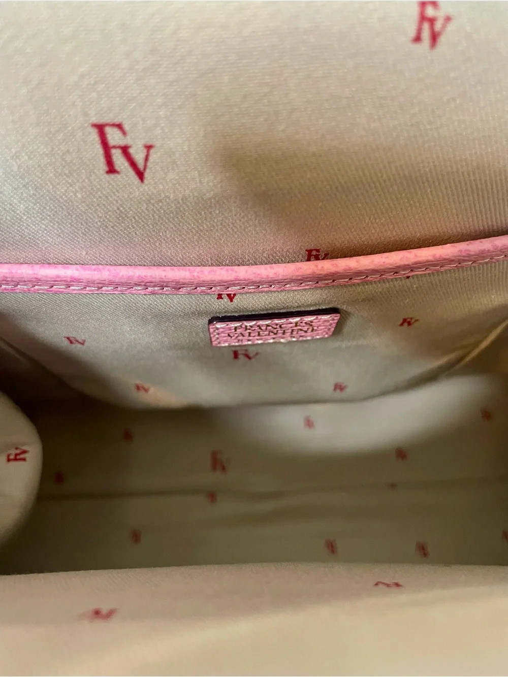 Frances Valentine Pink Pebbled Leather Top Handle Jackie Frame Satchel w Geodome